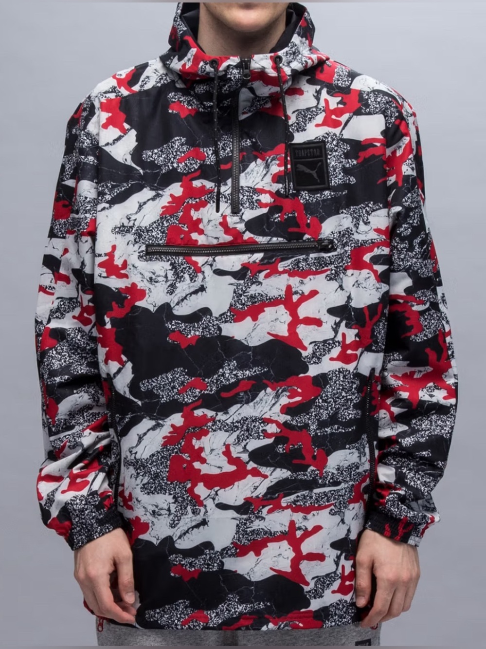Puma X Trapstar Red Black Camo Men’s Pullover Windbreaker Jacket Size Small